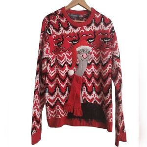 NWOT Women's Ugly Christmas Sweater Size Large Ostrich Santa W/ Fur Red